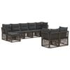 vidaXL Conjunto de Sof&aacute; de Jardim 9 pcs Cinzento vime PE