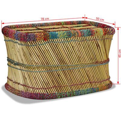 vidaXL Mesa de centro em bambu com detalhes chindi multicor