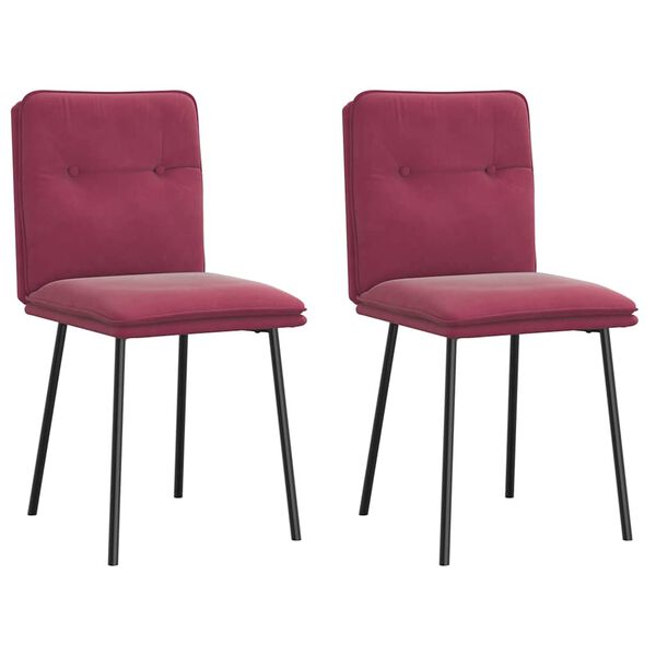 vidaXL Cadeiras de jantar 2 pcs veludo vermelho tinto