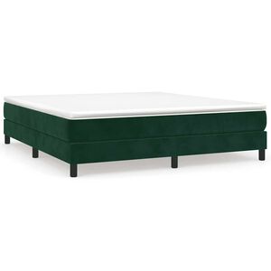vidaXL Estrutura de cama com molas 160x200 cm veludo verde-escuro