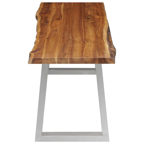 vidaXL Banco 160 cm madeira de ac&aacute;cia maci&ccedil;a e a&ccedil;o inoxid&aacute;vel