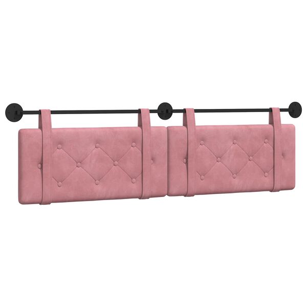 vidaXL Cabeceira Suspensa Rosa 190 x 55 x 5 cm Veludo