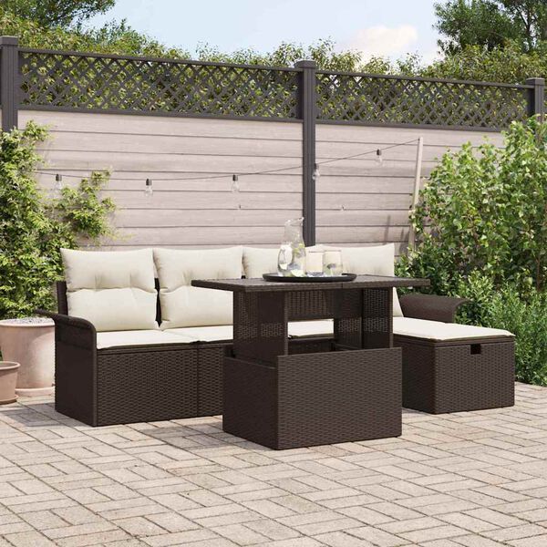 vidaXL Conjunto de Sofá de Jardim 6 pcs Castanho Rattan Sintético