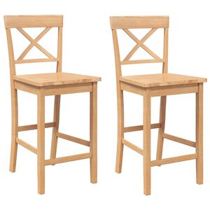 vidaXL Bancos de bar 2pcs natural madeira de seringueira maciça