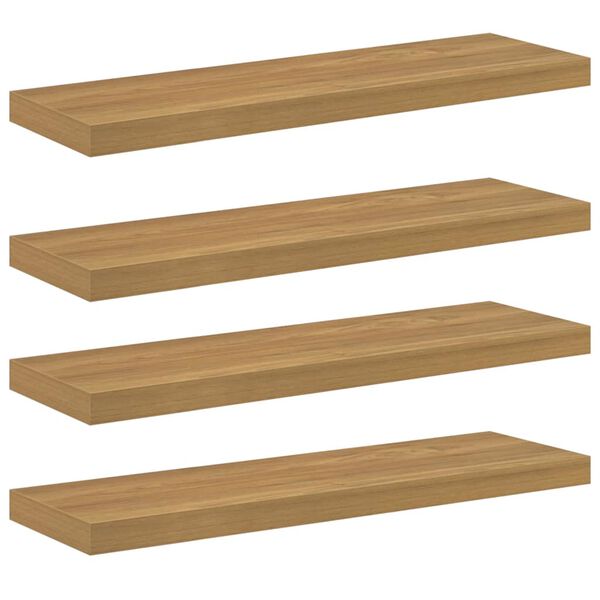 vidaXL Prateleira de Parede 4 pcs Castanho 90 x 23,5 x 4 cm