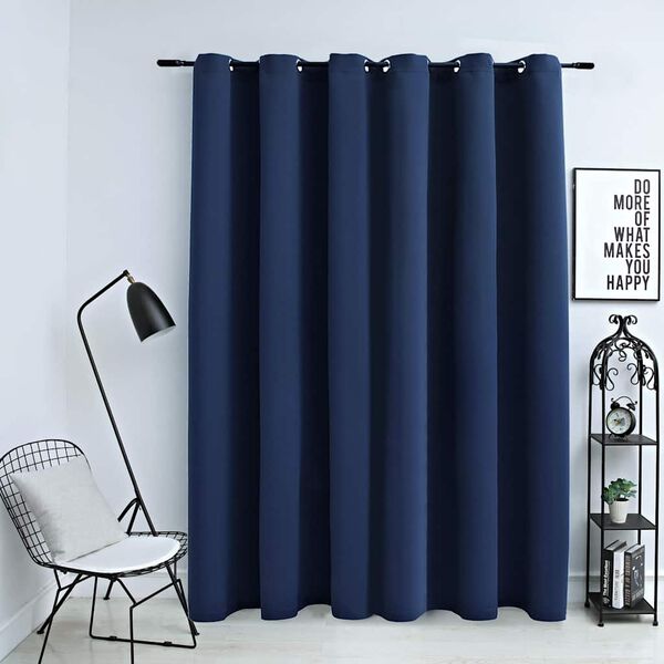 vidaXL Cortina blackout com argolas em metal 290x245 cm azul