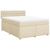 vidaXL Cama com molas/colch&atilde;o 140x190 cm tecido cor creme