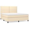 vidaXL Cama com molas/colch&atilde;o 160x200 cm tecido cor creme