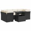 vidaXL 7 pcs conjunto de sof&aacute;s p/ jardim c/ almofad&otilde;es vime PE preto