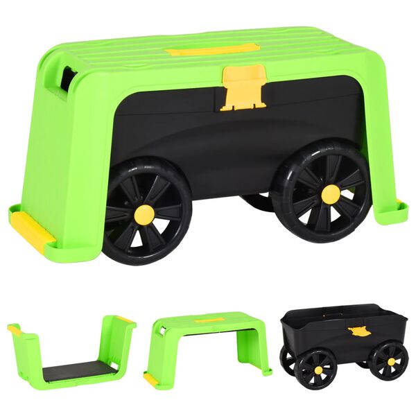 vidaXL Banco de jardim 4 em 1 c/ caixa de arruma&ccedil;&atilde;o 58,5x24x29,5 cm PP