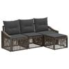 vidaXL Conjunto de Sof&aacute; de Jardim 4 pcs Cinzento vime PE