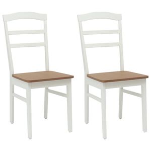 vidaXL Cadeira de jantar 2 pcs Branco e Natural