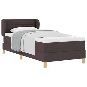 vidaXL Cama Box com colch&atilde;o Marrom Escuro 100 x 200 cm tecido