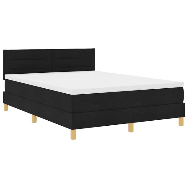 vidaXL Cama Box Spring LED com colch&atilde;o Preto 140 x 190 cm tecido