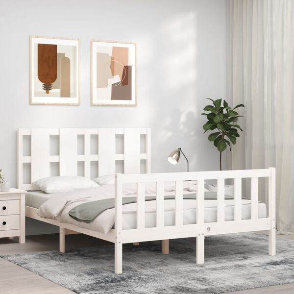 vidaXL Cama sem colchão 140x200 cm madeira de pinho maciça branco