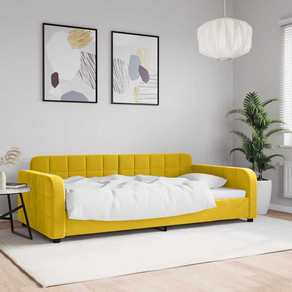 vidaXL Sofá-cama 100x200 cm veludo amarelo