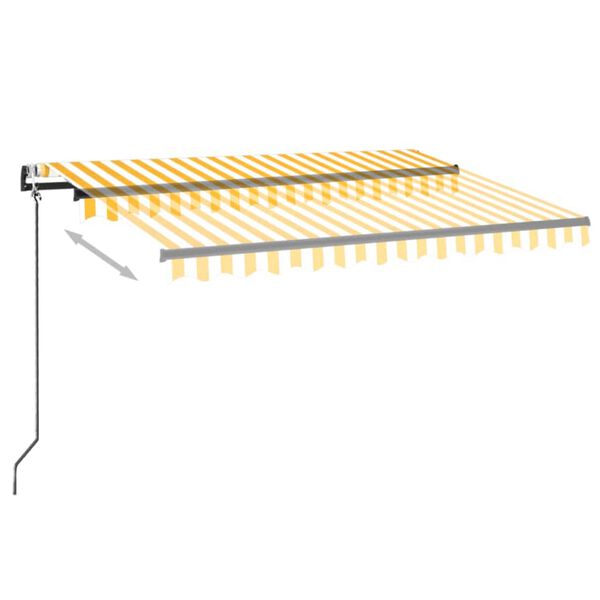 vidaXL Toldo autom. c/ LED e sensor de vento 350x250 cm amarelo/branco