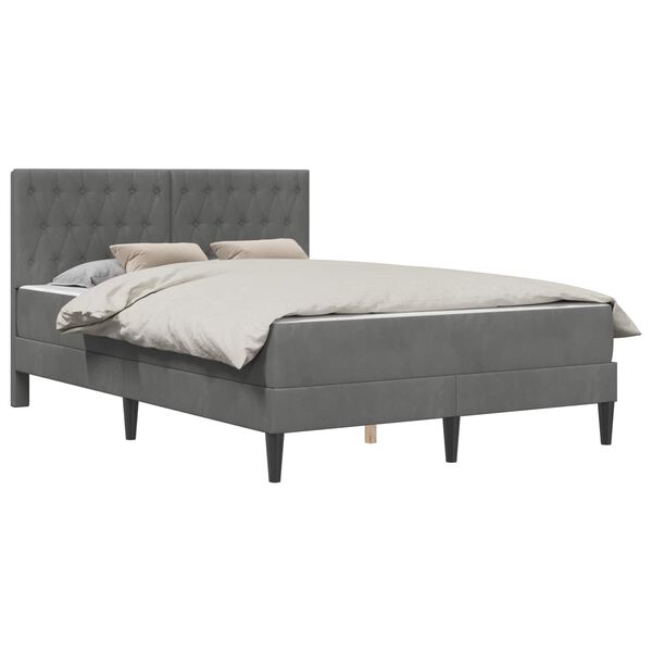 vidaXL Estrutura de cama com colch&atilde;o Cinza Escuro 120 x 190 cm Veludo