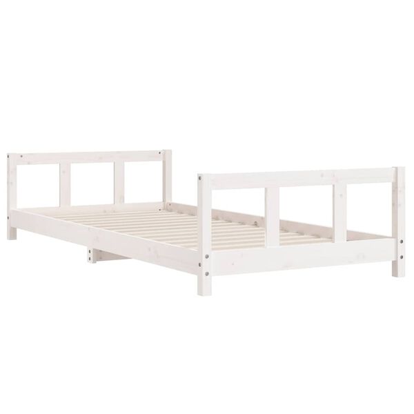 vidaXL Estrutura de cama infantil 90x190 cm pinho maci&ccedil;o branco