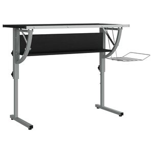 vidaXL Secret&aacute;ria 110x53x(58-87) cm derivados madeira/a&ccedil;o preto/cinza
