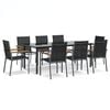 vidaXL 9 pcs conjunto de jantar para jardim textilene e a&ccedil;o preto