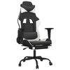 vidaXL Cadeira gaming massagens c/ apoio p&eacute;s couro artif. preto/branco
