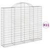 vidaXL Cestos gabi&atilde;o arqueados 11pcs 200x30x160/180 ferro galvanizado