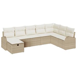 vidaXL Conjunto de Sof&aacute;s 8 unid. bege e creme vime PE