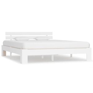 vidaXL Estrutura de cama com cabeceira 180x200cm pinho maci&ccedil;o branco