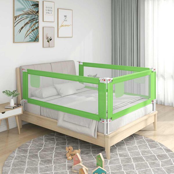 vidaXL Barra de seguran&ccedil;a p/ cama infantil tecido 100x25 cm verde