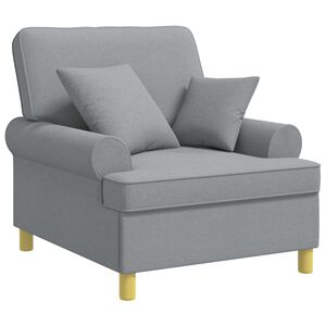 vidaXL Poltrona XL com almofadas Cinzento-claro Tecido