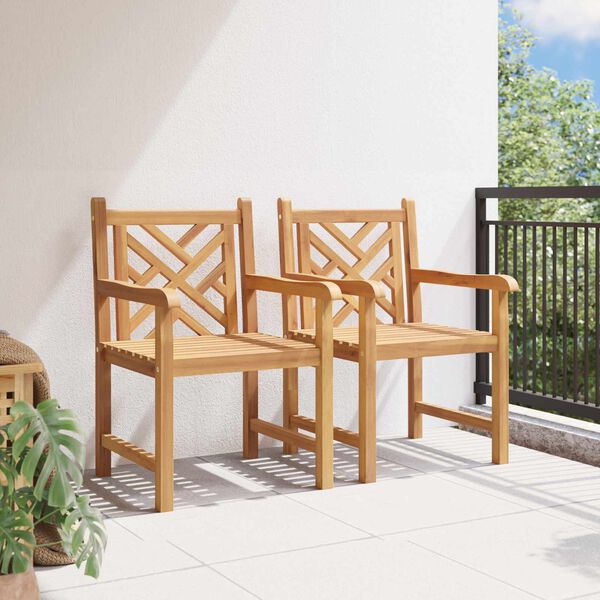 vidaXL Cadeira de Jardim 2 pcs 60 x 58 x 90 cm Madeira de Teca S&oacute;lida