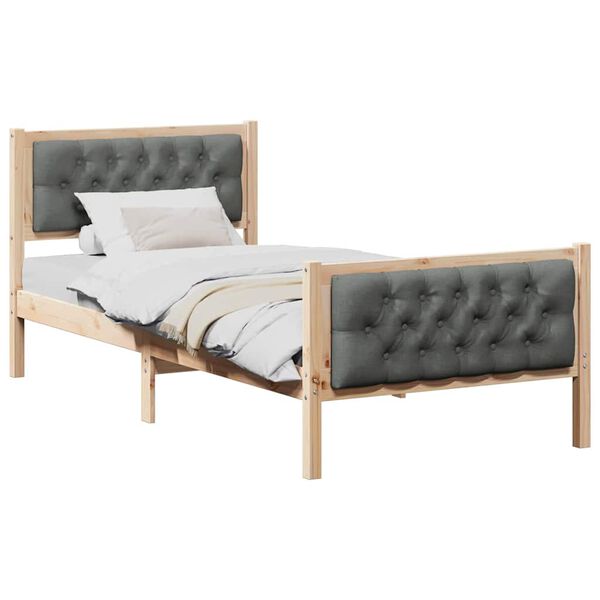 vidaXL Estrutura da Cama com cabeceira Cinza Escuro 90 x 200 cm