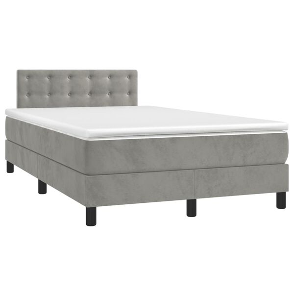vidaXL Cama boxspring c/ colch&atilde;o 120x200 cm veludo cinzento-claro
