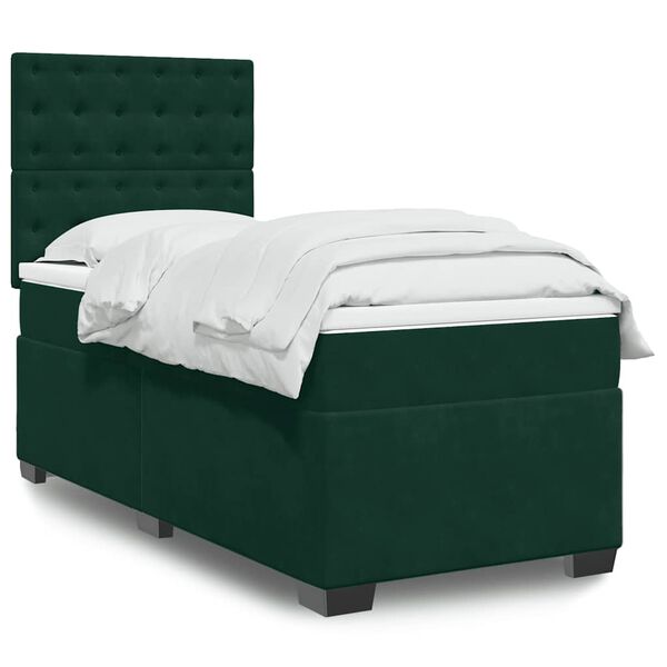 vidaXL Cama com molas/colch&atilde;o 80x200 cm veludo verde-escuro