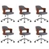 vidaXL Cadeiras de jantar 6 pcs madeira curvada e tecido cinzento