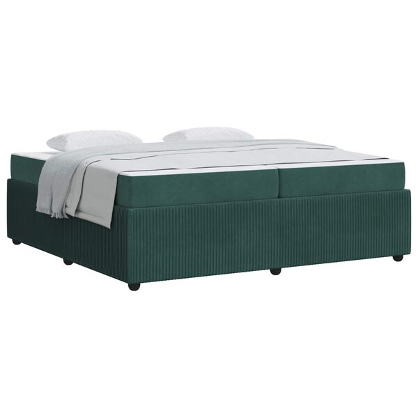 vidaXL Estrutura da Cama com colch&atilde;o Verde Escuro 200 x 200 cm tecido