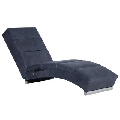 vidaXL Chaise longue de massagens camurça artificial cinzento