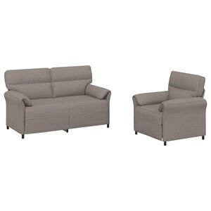 vidaXL Conjunto de Sof&aacute;s 2 unid. Cinzento-acastanhado Tecido