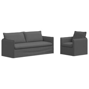 vidaXL Conjunto de Sof&aacute;s 2 unid. Cinzento-Escuro Tecido