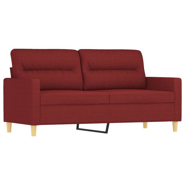 vidaXL Sof&aacute; 2 lug. c/ almofadas/almofad&otilde;es 140cm tecido vermelho tinto