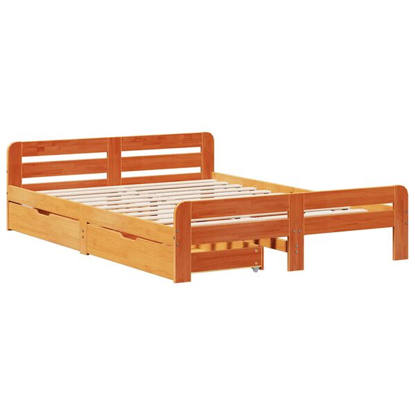 vidaXL Cama sem colch&atilde;o 160x200 cm madeira pinho maci&ccedil;o castanho-mel