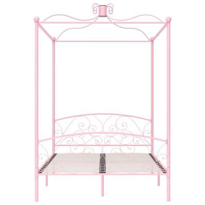 vidaXL Estrutura de cama com dossel 120x200 cm metal cor-de-rosa