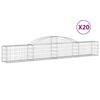 vidaXL Cestos gabi&atilde;o arqueados 20pcs 300x30x40/60 cm ferro galvanizado
