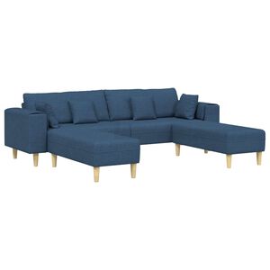 vidaXL Sof&aacute; 3 unid. Azul tecido