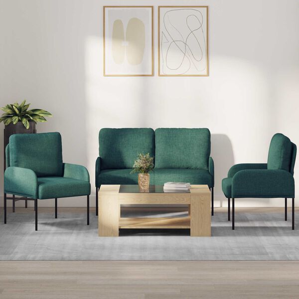 vidaXL Conjuntos de sof&aacute;s 3 pcs Verde Escuro 115 x 56 x 80 cm