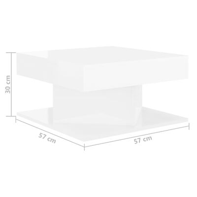 vidaXL Mesa de centro 57x57x30 cm contraplacado branco brilhante