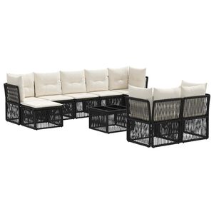 vidaXL Conjunto de Sof&aacute; de Jardim 10 unid. Preto vime PE