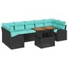 vidaXL Conjunto de Sof&aacute; de Jardim 8 unid. Preto Rattan Sint&eacute;tico