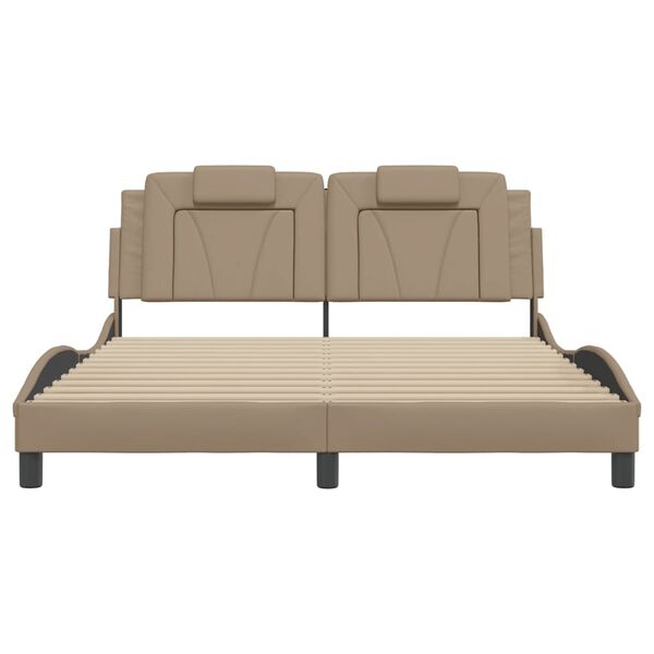 vidaXL Estrutura de cama Viana sem colch&atilde;o 160x200 cm couro artificial cappuccino